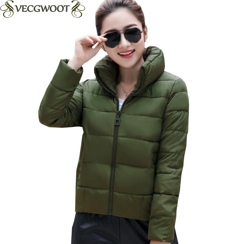 

2019 New Winter Wadded jacket Women Short Parkas Female Outerwear Fashion Large size Jacket Solid color Cotton clothes S410