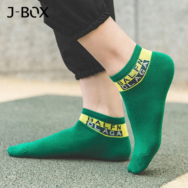 J BOX 3 пары модные мужские носки с буквами забавные короткие хлопковые до