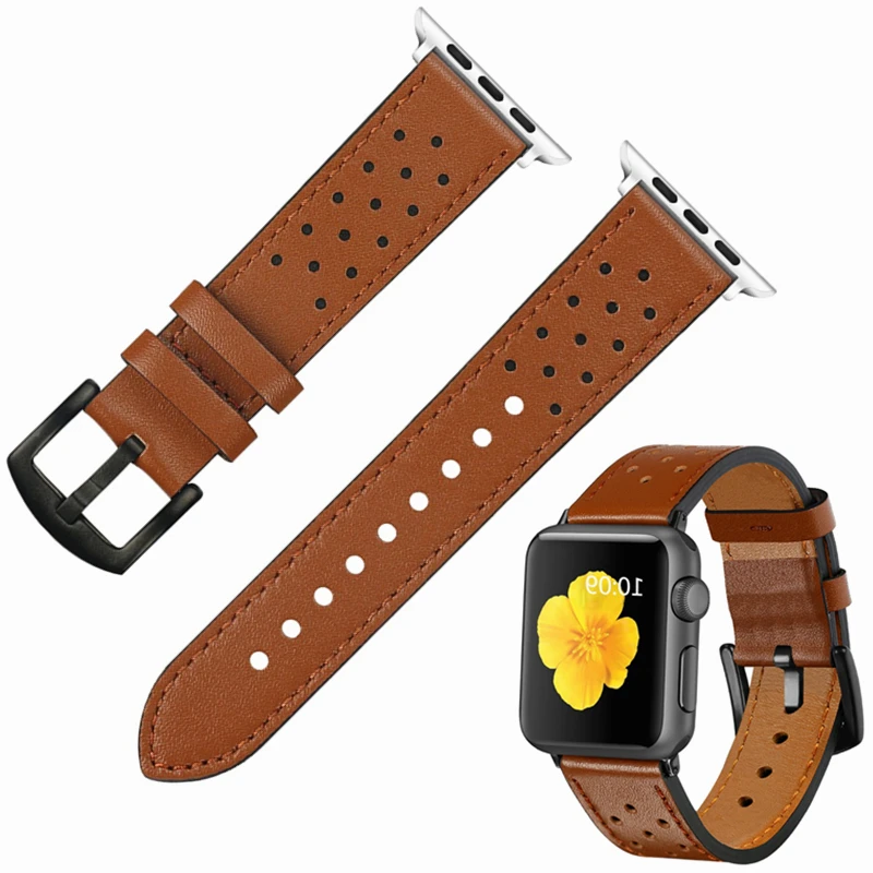 

100% Genuine Leather for Apple Watch 4 40MM 44MM Band Strap for iwatch Series 4 3 2 1 Brown Black Spots 42MM 38MM for iwatch