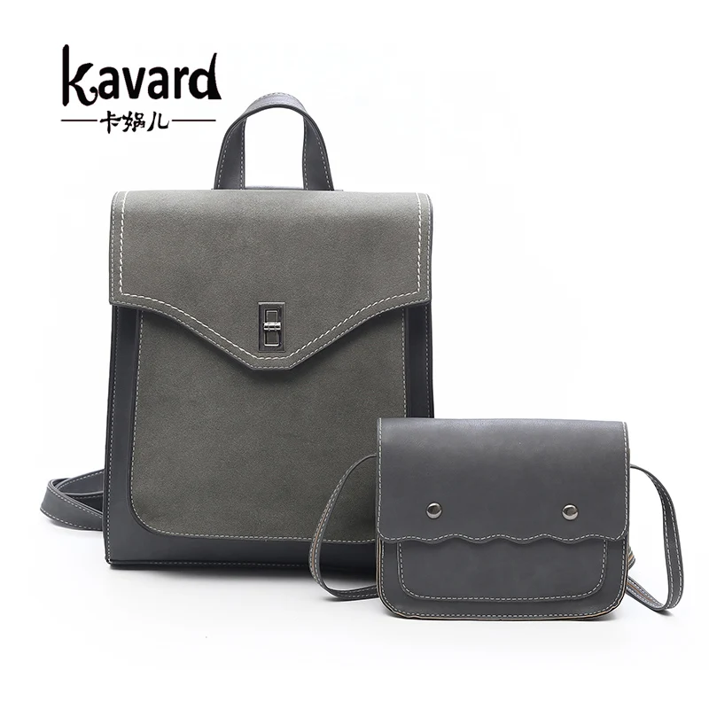 

Kavard 2 Bag/Set Vintage Women Backpacks 2018 Lock Girls Backpacks Student Schoolbag Girls Bags Fashion Travel Backpack New