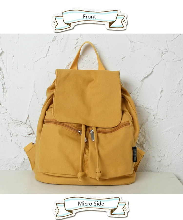 Белый желтый рюкзак женский Стильный Холщовый Рюкзак Школьная Сумка для девочки-подростка одноцветная дорожная сумка рюкзак на шнурке Mochila
