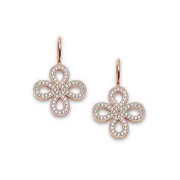 

Rose Gold Color White Pave Love Chinese Knot Drop Earrings, 2018 Fashion Thomas Style Bowknot Earings Jewelry Gift For Women
