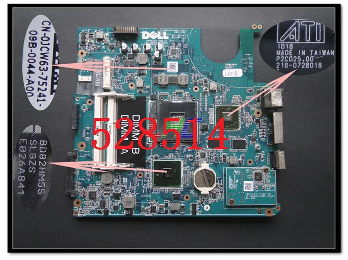 Original JCW63 0JCW63 CN-0JCW63 For DELL Studio 1458 motherboard HM55 Non-Integrated 100% Test ok