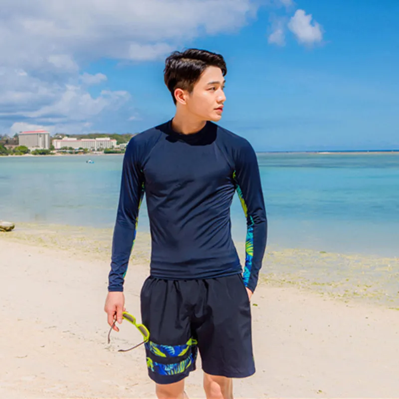 2018 Men Long Sleeve Swimwear Rashguard Men Surfing Diving Swimwear UV