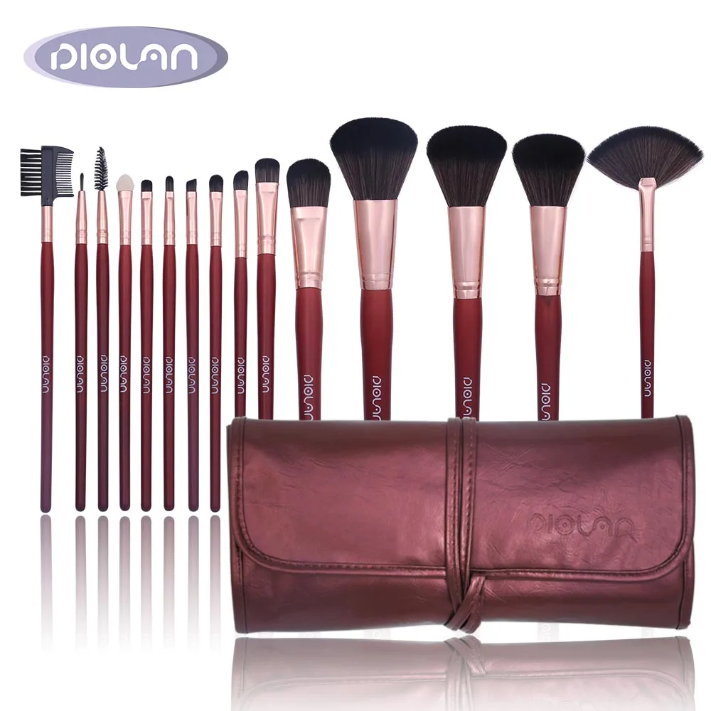 

DIOLAN Makeup Professional Kit 15pcs Powder Foundation Beauty Makeup Brush Eyeshadow Eyeliner Cosmetic Brush Tools with Case