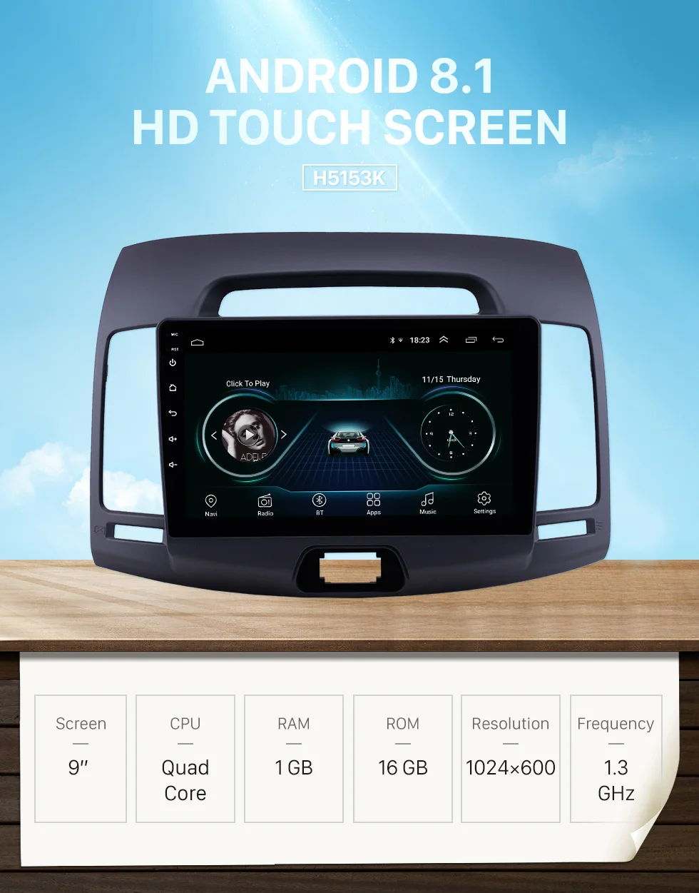 Top Harfey 9 inch Android 8.1 GPS Navigation Radio for Hyundai Elantra 2007-2011 HD Touchscreen with WIFI support Carplay SWC 3G 0