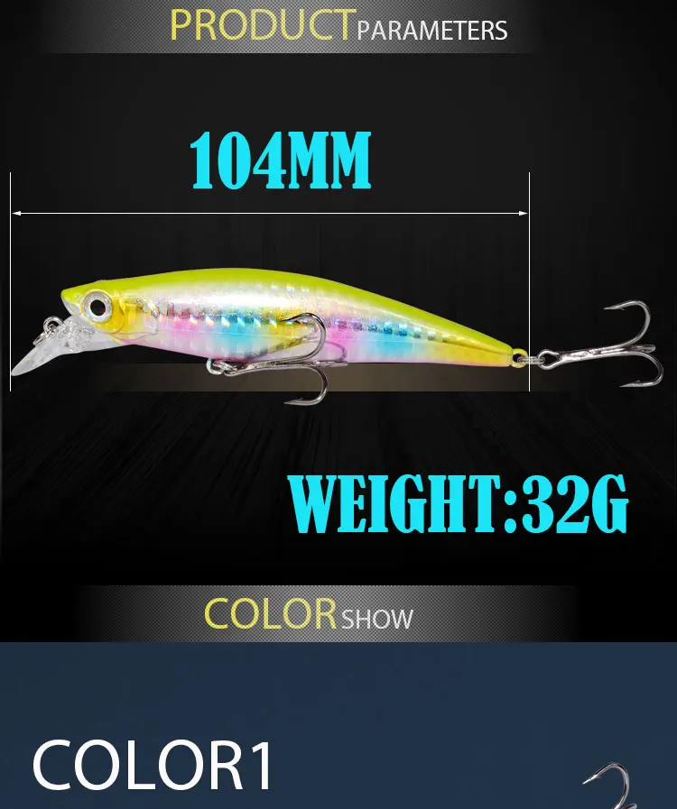 ABS пластик, жесткая приманка, Afishlure, тонущий гольян, 104 мм/32 г, приманка для рыбалки, блесна, жесткие приманки, искусственная приманка iscas Pesca Leurre