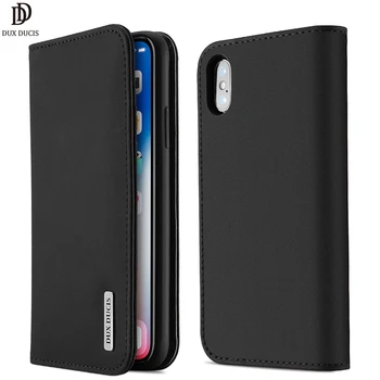 

DUX DUCIS Genuine Leather Case For iPhone Xs X Smart Leather Flip Wallet Phone Cover for iPhone Xs Max XR 8 7 6 6s plus iPhoneXs