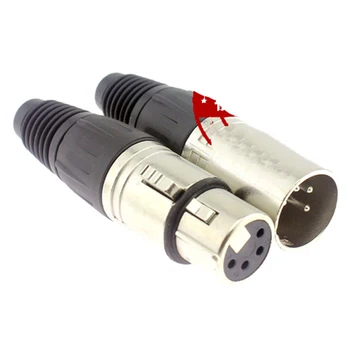 

10pcs Copper Needle Silver Plating 4 Pin XLR Connector Sound Console Microphone XLR Male Female Plug