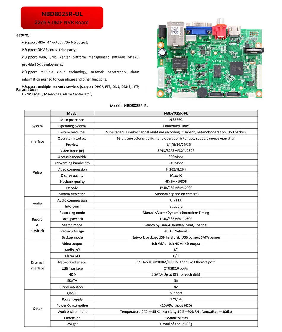 H.265+/H.264 8ch* 4 K/32ch* 5.0MP/32ch* 1080P сетевой видеорегистратор 1080 P/720 P ip-камера ONVIF CMS XMEYE поддержка установки 1HDD