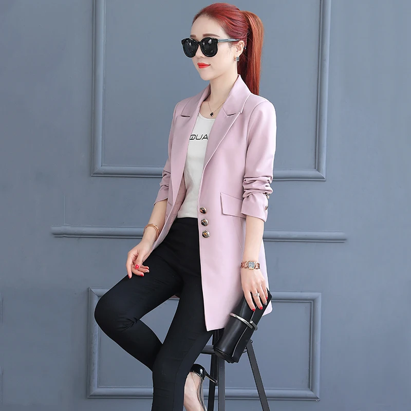 Spring and Autumn Fashion Lady Suit Jacket 2018 New Pure Color Temperament Slim Long Sleeve Lapel Wild Casual Lady Suit  XY074