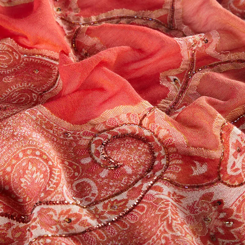 Индийский ручной хиджаб шарф женский бисерный Национальный Ветер путешествия теплый шерстяной платок женский экстравагантный шарф нагрудник