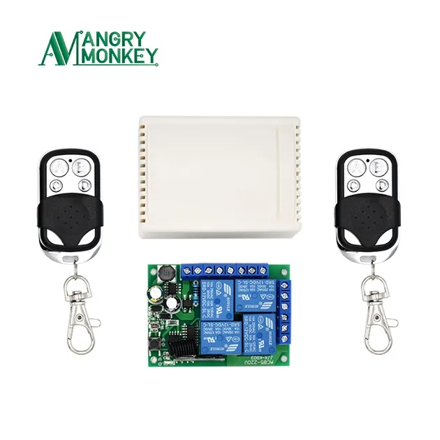 Angry monkey 433 МГц пульт дистанционного управления беспроводной переключатель AC 85V~ 250V 220V 4 CH релейный модуль приемника и 2 шт. 433Mhz управление - Цвет: 2AM4K01L and AM2204