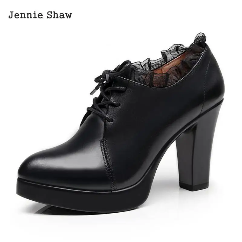 

Black High Heel Boats Women Shoes Lace Up Platform Women Ankle Boots Sys-1687