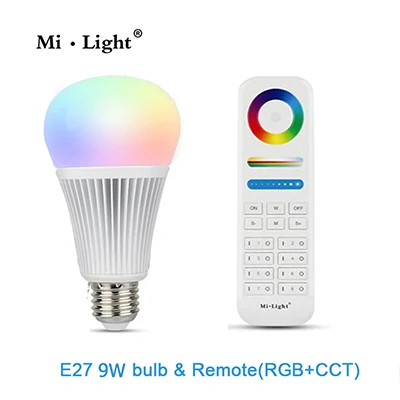 Mi light 9 Вт RGB+ CCT AC85-265V 2,4G Беспроводной E27 лампы RGBWW+ Цвет Температура с регулируемой яркостью 2 в 1 Умная Светодиодная лампа milight - Испускаемый цвет: 1FUT089 and 1FUT012