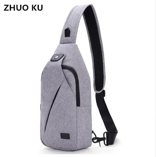 

ZHUOKUCool Men Cross Body Shoulder Bag Small Cell Phone Canvas Strap Sling Men Messenger Bags Leather Chest Pack Mens Chest Bags