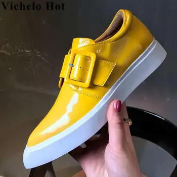 

Vichelo Hot British school low bottom buckle belt design pointed toe loafers well-ventilated daily wear vulcanized shoes L18