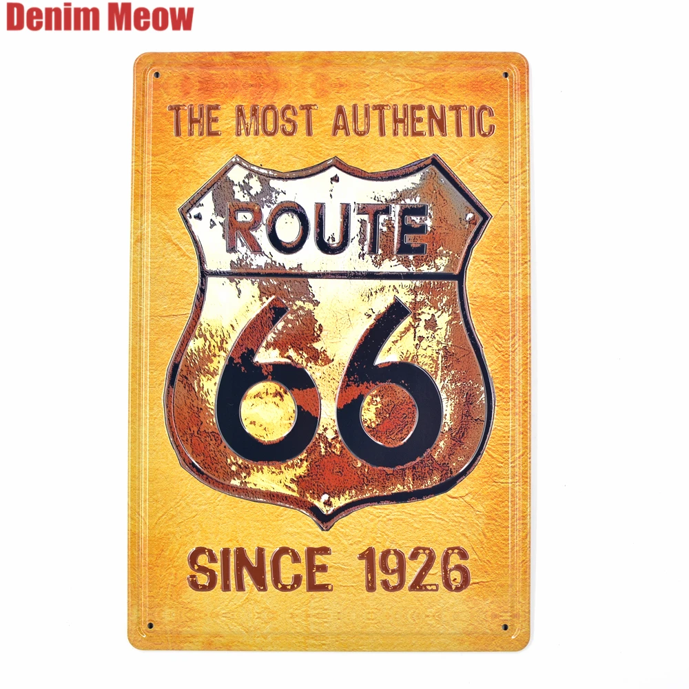 New Route 66 Vintage Embossed Metal Tin Signs Home Bar Garage Pub Decorative Plates Motorcycle Wall Stickers Art Painting AT001