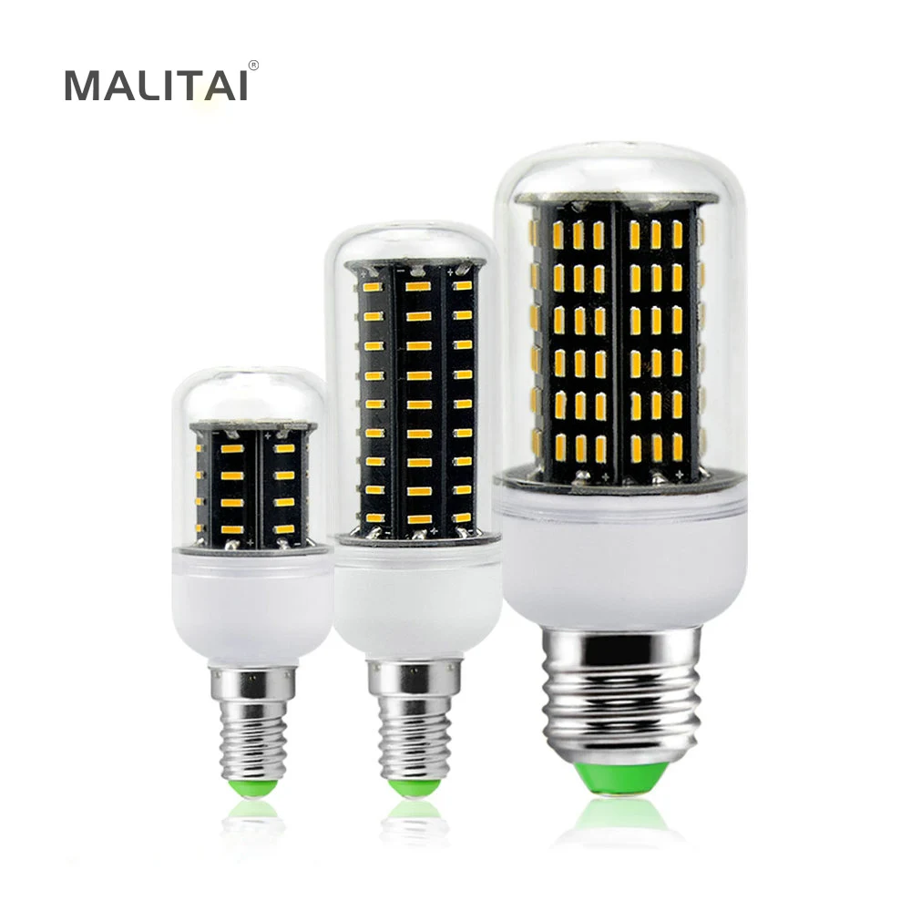 

1Pcs High Luminous Flux 4014 SMD No Flicker LED Corn Bulb E27 E14 220V LED lamp Spot light 38 55 78 88 140LEDs Smart Power IC