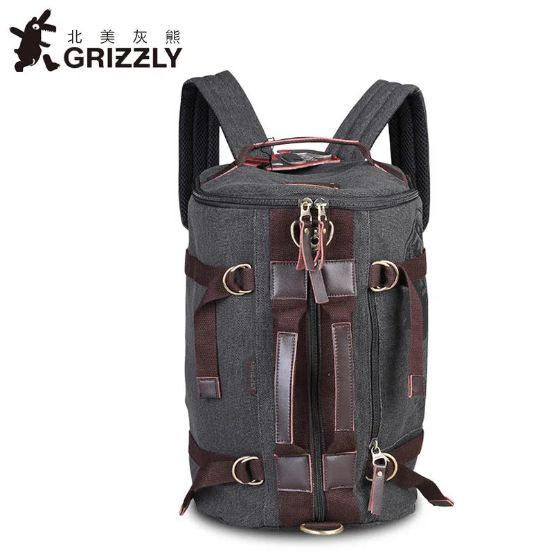 

GRIZZLY Men Women Backpacks Casual Mochila Multifunction Big Capacity Canvas Bags Rucksack Outdoors Travel Bag For Teenager
