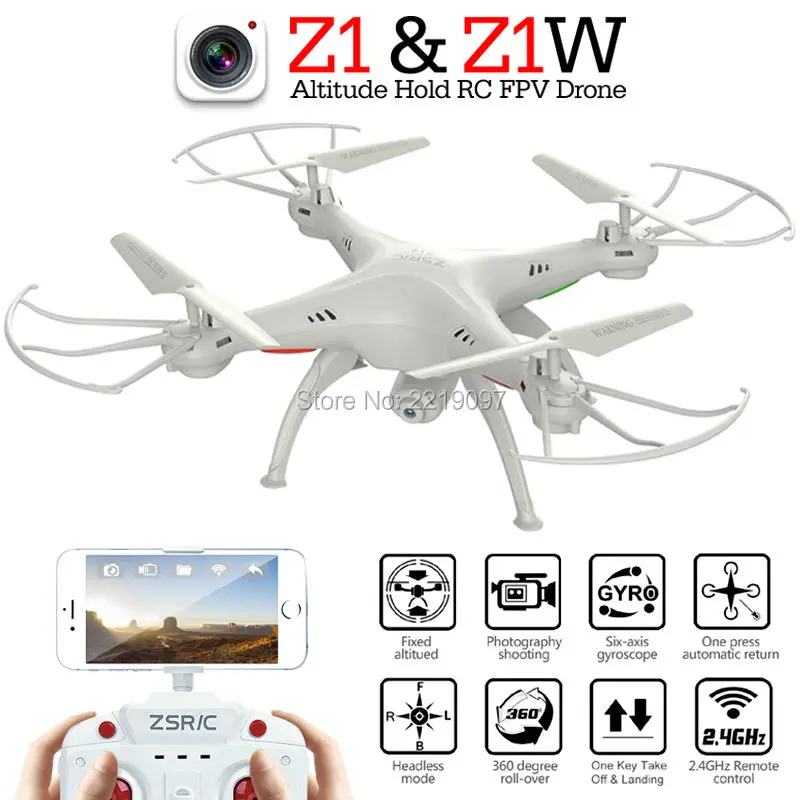 ZSRC Z1 & Z1W Drone One Key Return Quadcopter Headless Can Add WIFI FPV Altitude Hold With HD Camera RC Helicopter VS H20C X5C-1