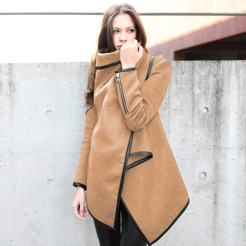 Fashion Women Asymmetric Coat Thin Coats Overcoat Loose Casual Long