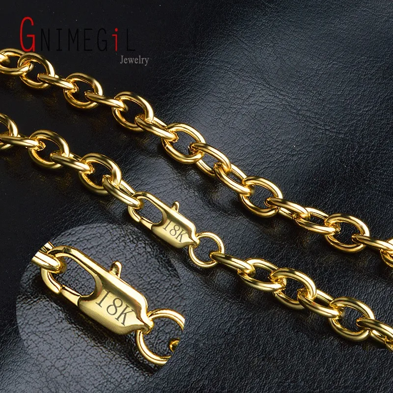 GNIMEGIL Wholesale 8mm 20Inch Gold Chains High Quality Link Necklace