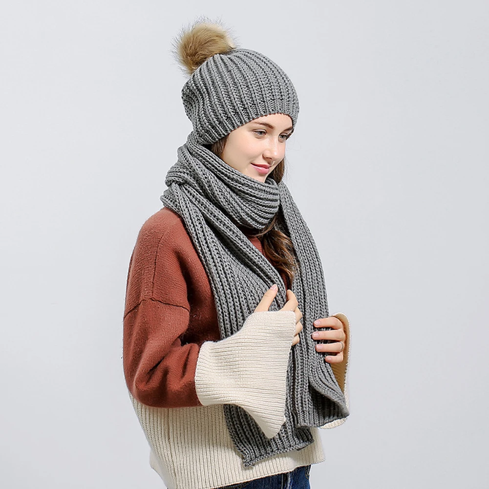 bobble hat and scarf set womens