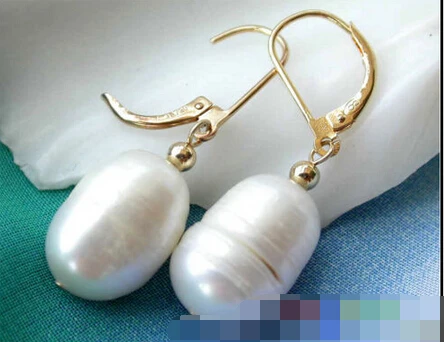 

hot sell new - free shipping 00101 WHITE RICE FRESHWATER PEARL DANGLE EARRING