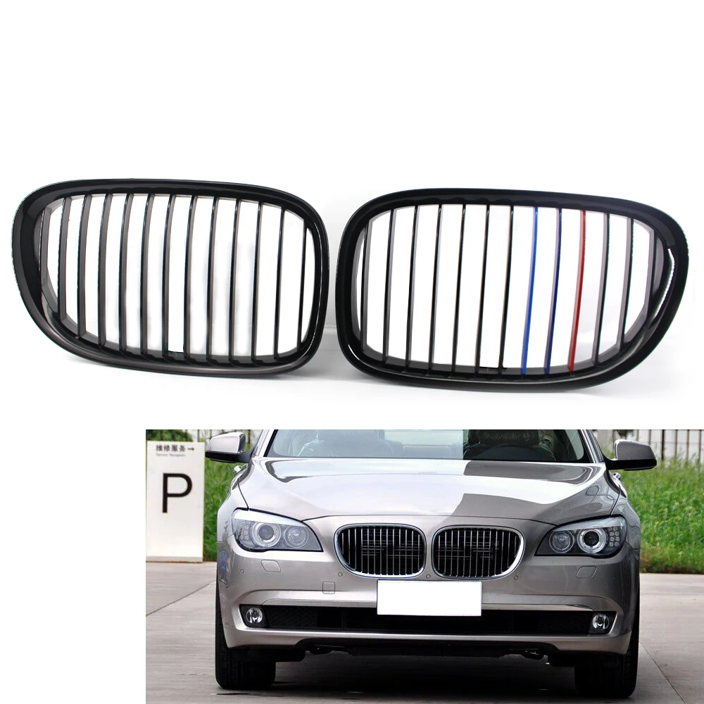 Решетка для BMW 7 Series F01 F02 740L 750i 740i 2009-2015 глянцевая черная M-Color 51117184151 51117184152 левая и