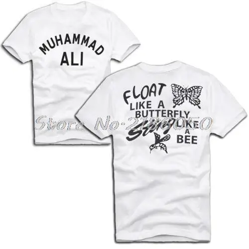 MUHAMMAD ALI футболка для мужчин с двух сторон поплавок как бабочка самый большой короткий рукав Повседневная футболка с принтом S-3XL