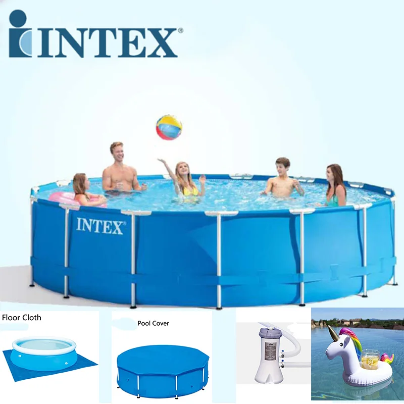 INTEX 549*122 cm Piscina Round Frame Swimming Pool Set Pipe Rack Pond