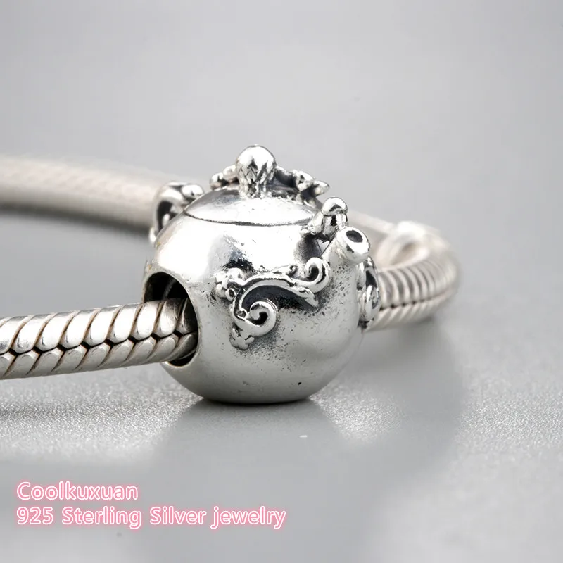 

2019 new Spring 925 Sterling Silver Enchanted Tea Pot Charm, Clear CZ Charm Beads Fit Original Pandora Charms Bracelet jewelry