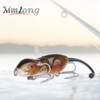 

Mmlong 9cm Hard Mouse Fishing lure Artificial bait RAT2 20.6g 3D Eyes Rat with Treble Hooks crankbaits Fishing wobblers Tackle