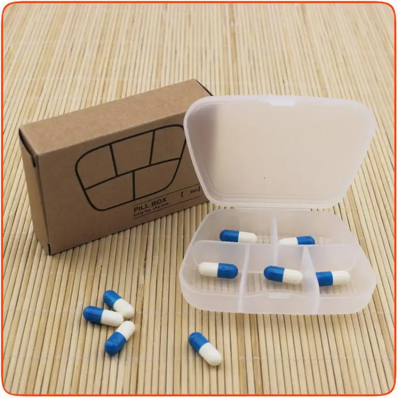 Portable 5 Grid Pill Box Transparent Pill Box  Jewelry Case Small Box