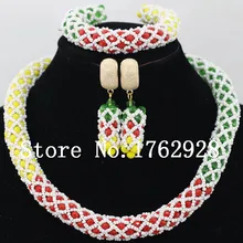 Новинка! Красный/желтый/зеленый кристалл результаты Свадебный костюм нигерийские Свадебные африканские бусины комплект ювелирных изделий