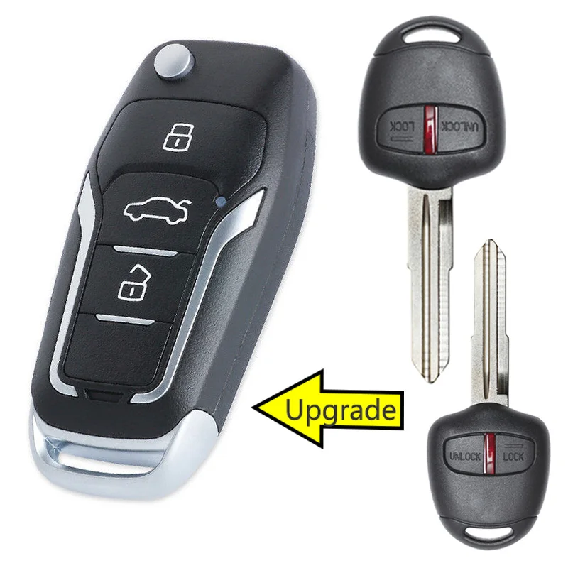 Günstig KEYECU 433MHz ID46 Verbesserte Flip 2 Taste Remote Key Fob für Mitsubishi Pajero, lancer   Outlander Links MIT11R Rechts Klinge