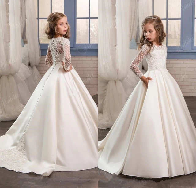 Flower Girl Dress Rhinestone First Holy Communion Gowns – Sunny Boutique  Miami