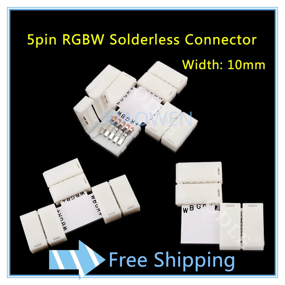 

20PCS L T X SHAPE PCB 5Pin RGB LED connectors for 12V 5050 10mm width Strip free welding clasp lamp Quick Splitter