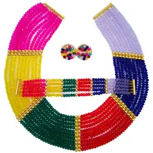 Последний! 1" Цепочки и ожерелья в нигерийском стиле свадебные туфли в африканском стиле Бусины Ювелирные наборы кристалл mutlicolor abd568