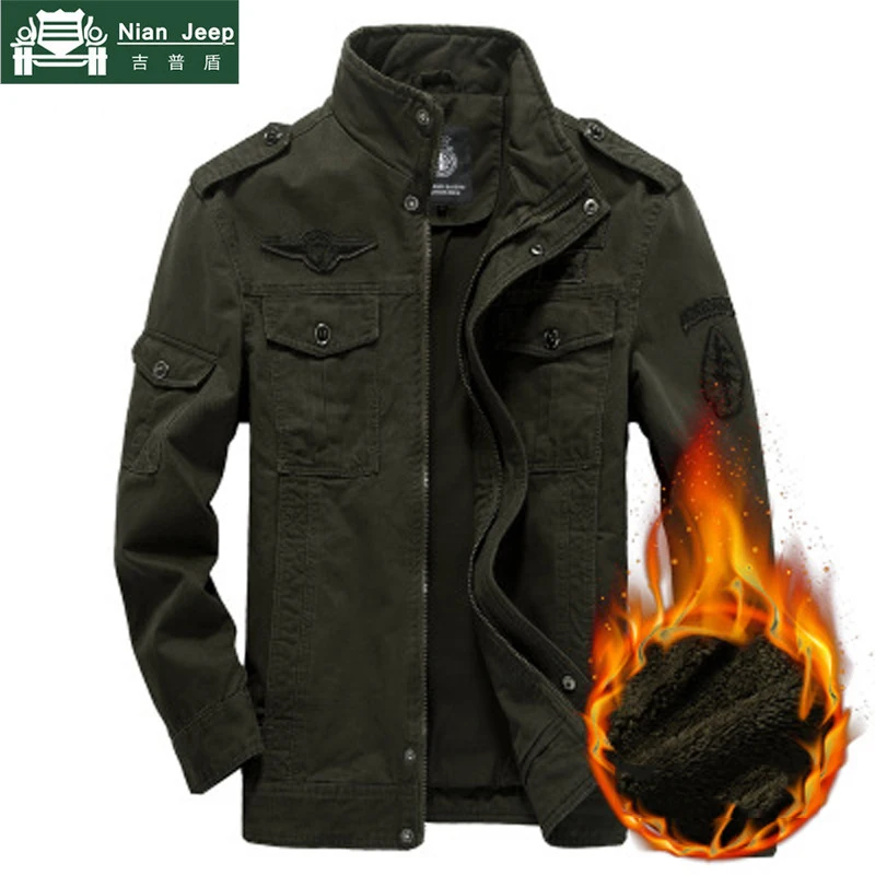 

2018 Winter Tactical Military Jacket Men Warm Air Force Pilot Jacket Plus velvet Male coat Mens Jackets & Coat Plus Size 5XL 6XL