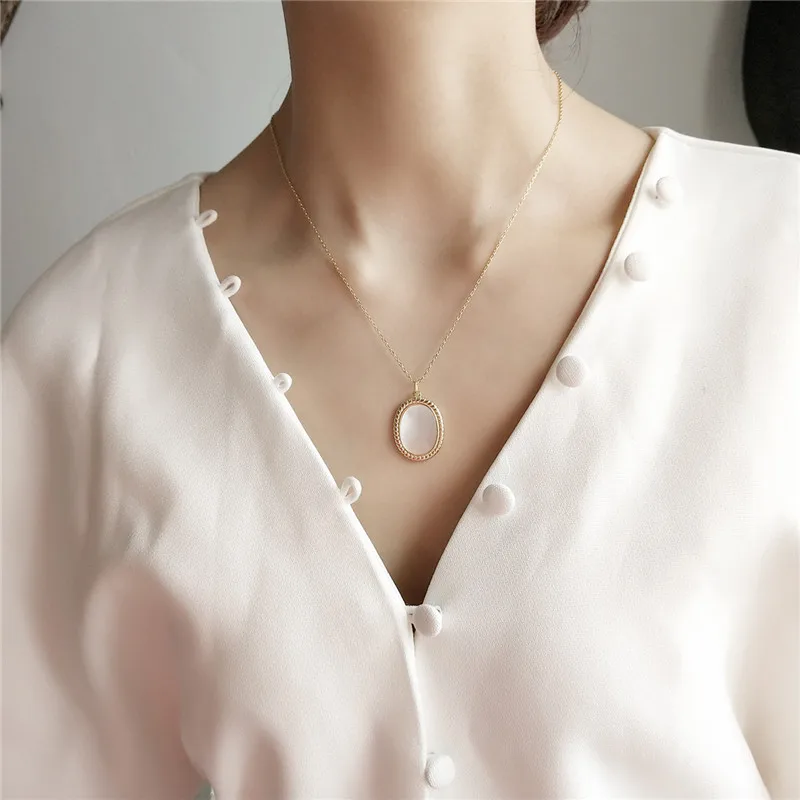 

Gold Color Opal Stone Crystal Gemstone 100% 925 Serling Silver Necklace Fashion Women Pendant Necklace Elegant Gril Jewelry