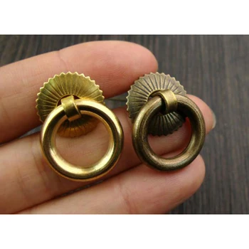 3 Sets U Pins Style Kitchen Replacement Antique Brass Cabinet Cupboard Ring Pulls Jewelry Box Drawer Dresser Ring Handle Knob