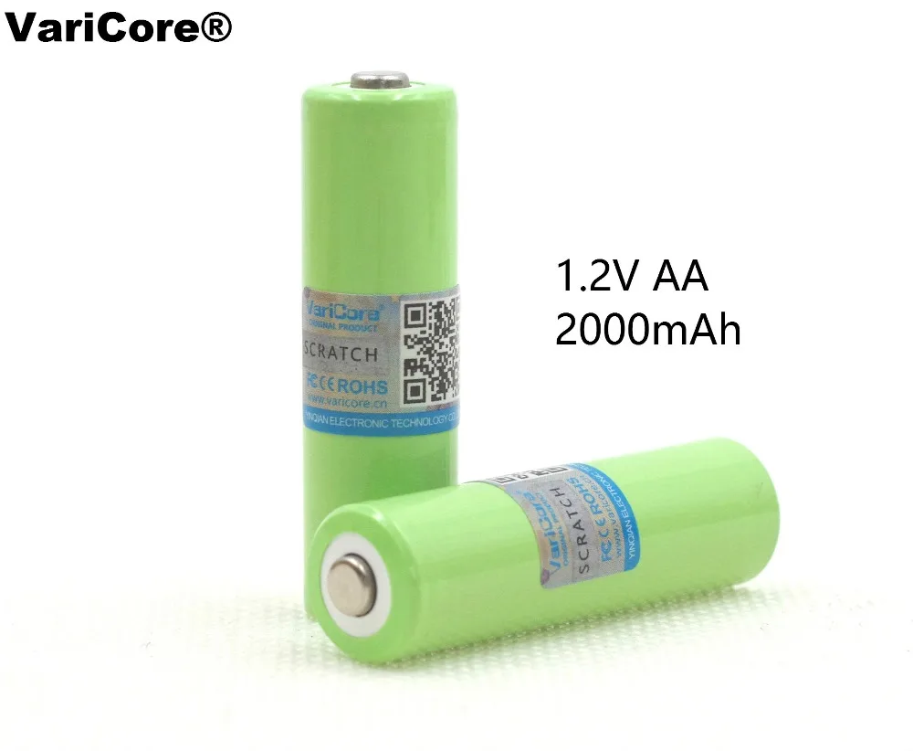 2 шт./лот VariCore AA Ni-MH аккумулятор 2000mAh 1,2 V аккумулятор высокой емкости камера/микрофон/мышь/игрушки батареи