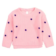 Свитер с принтом в горошек для девочек; вязаные пуловеры для маленьких мальчиков; Весенняя верхняя одежда для детей; детский вязаный теплый джемпер