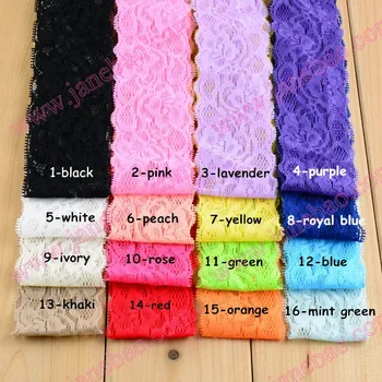 

free shipping 100pcs 3''lace headbands children's hair accessories elastic lace headband girls stretch hairband