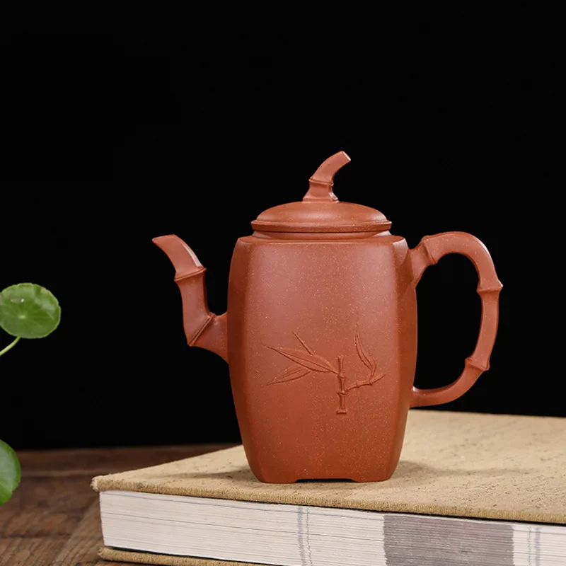 

Enameled Pottery Teapot Famous Chu Jian Fei Full Manual Raw Ore Down Slope Mud Square Bamboo Teapot Tea Set Gift Customized