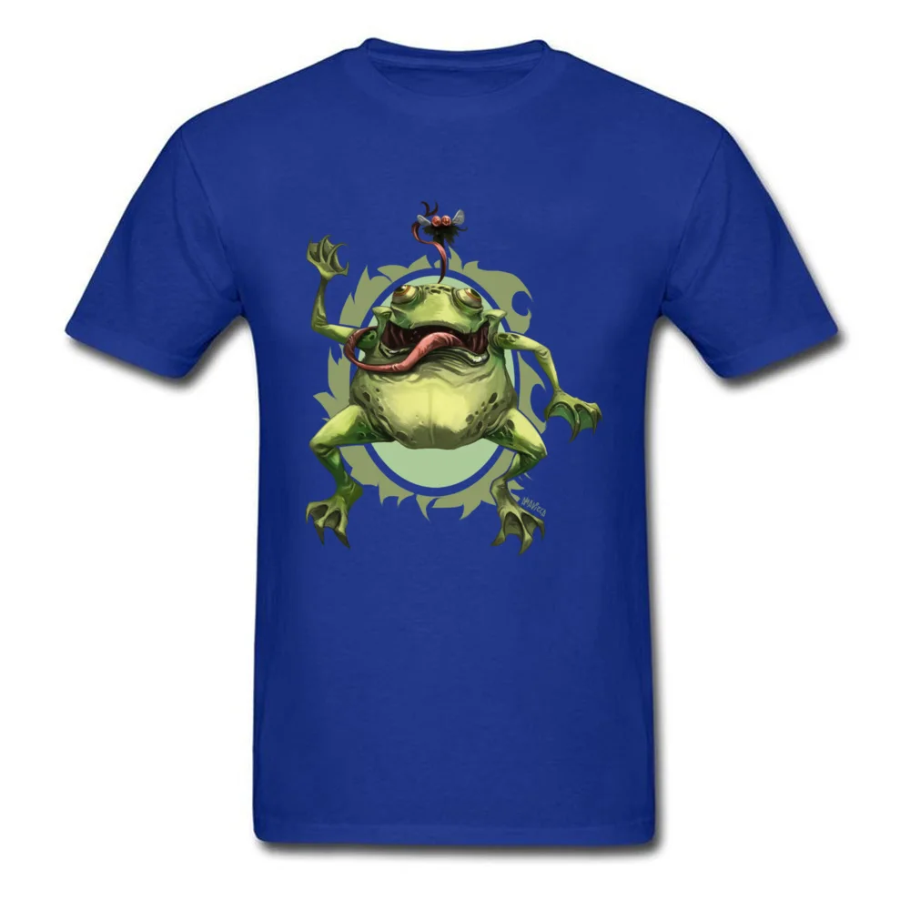 Hungry frog T Shirt Birthday Short Sleeve 2018 Fashion Round Collar 100% Cotton Tops Shirts Tee-Shirts for Men April FOOL DAY Hungry frog blue