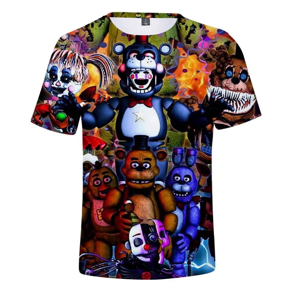 Милые детские футболки с 3D принтом «пять ночей с Фредди» модная летняя повседневная модная футболка для мальчиков и девочек с 3D принтом hj76