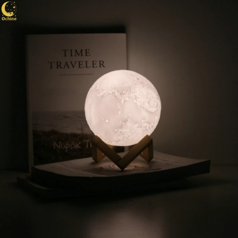 

Ochine 3D Print Moon Christmas Party Decor Rechargeable Change Touch Switch Bedroom Bookcase Home Decor Gift